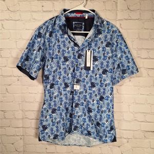 NWT $129 Silver Stone Blue Floral Shirt, Modern Fit Men's Large, New